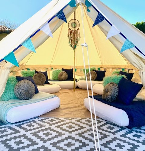 Glamping Bell Tent for Overnight or Event Rentals Boho Blues – Glamping (1)